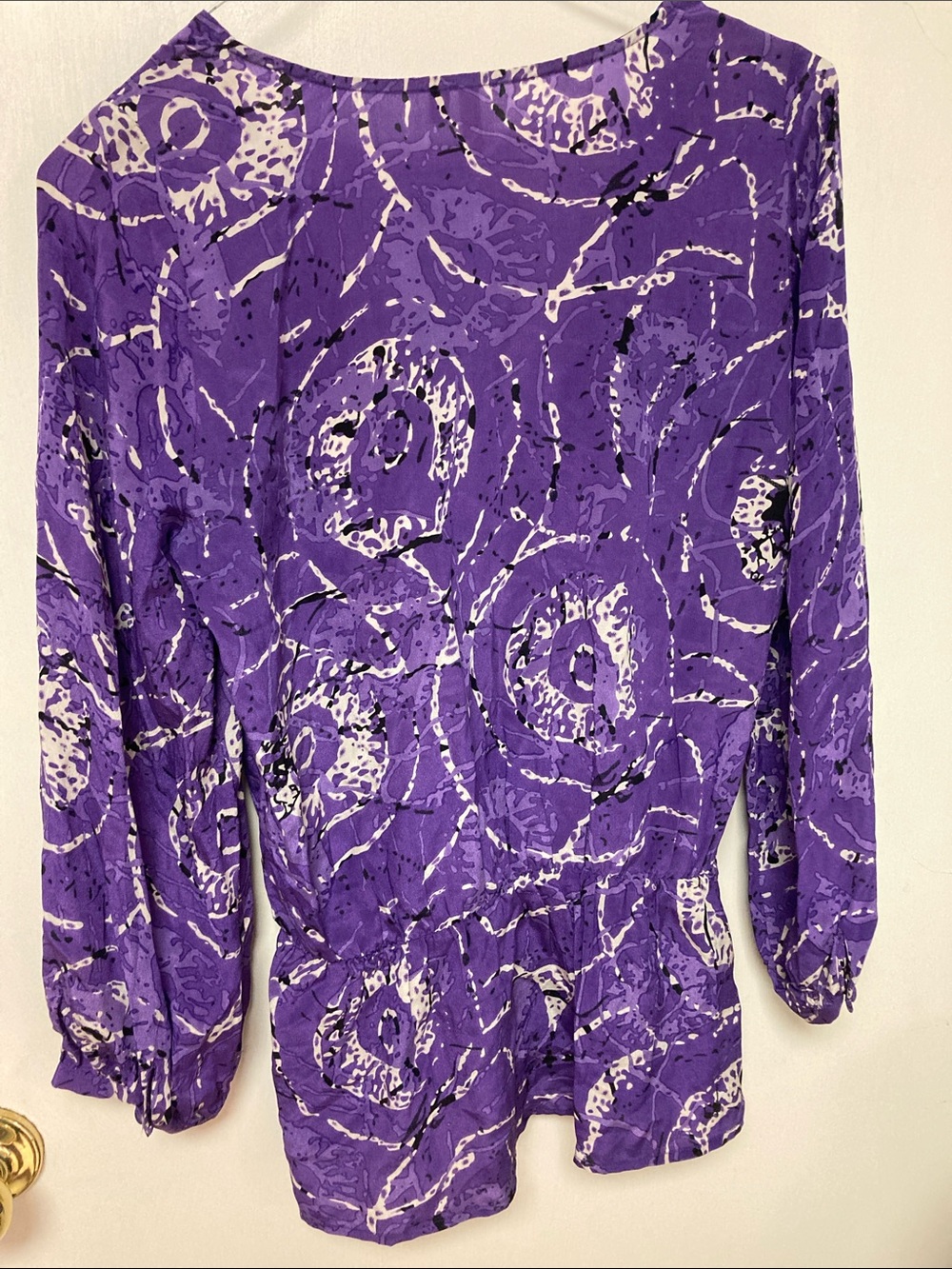 Petticoat Alley Purple and White Printed Blouse - Picture 3 of 5